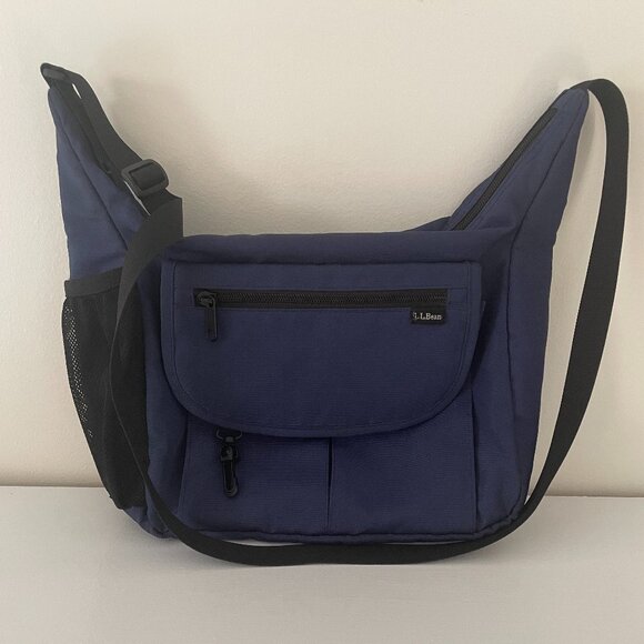 L.L.Bean Navy Messenger Nylon Bag - Picture 1 of 7